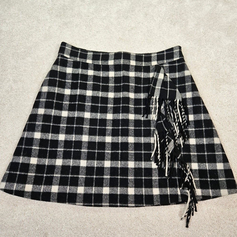 Kate Spade Skirt the Rules Buffalo Plaid Fringe A-Line Mini Skirt Womens Size 12
